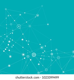 Connection science background. Modern polygonal technology with lines and dots.