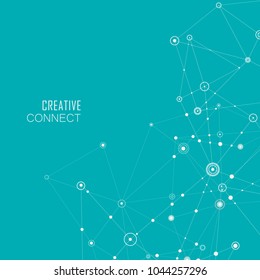 Connection science background. Modern polygonal technology with lines and dots.