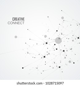 Connection science molecule background with lines and dots.