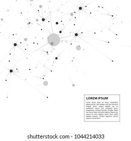 Connection science molecule background with lines and dots.