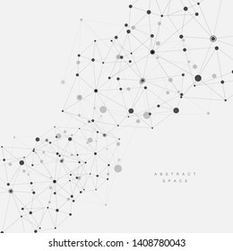 Connection science molecule background with network lines and dots