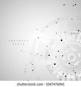 Connection science and technology background with polygonal shapes