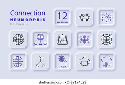 Connection set icon. Network, globe, router, internet, cloud, connectivity, data, communication, link, global network, wireless, ethernet, technology, web, online, digital, connection, wifi, signal.