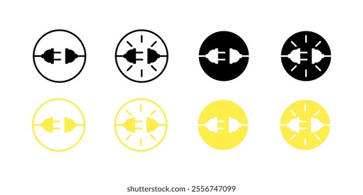 Connection set icons. Linear, silhouette and flat style. Vector icons.