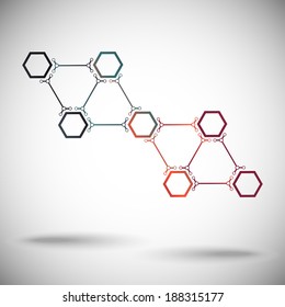 connection of seven identical cells. gradient. Vector Graphics. 