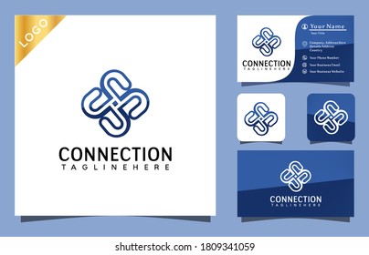 Connection Square Round logo design inspiration vector illustration, modern company icon business card