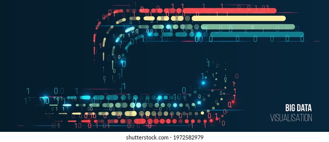 Connection structure. Data array visual concept for website. Big data connection complex. Big data visualization banner. Abstract background with lines array and binary code. 