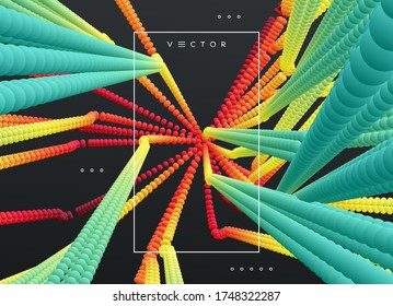 Connection structure with dynamic particles. 3D abstract background. Vector illustration. 
