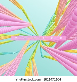 Connection structure with dynamic particles. 3D abstract background. Vector illustration. 