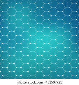 Verbindungsstruktur, Molekül der DNA und Neuronen. Geometrischer abstrakter Hintergrund. Medizin, Wissenschaft und Technologie. Vektorgrafik für Ihr Design.