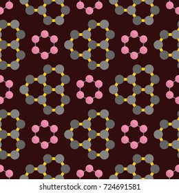 Connection structure molecule of DNA neurons background seamless pattern science technology vector illustration
