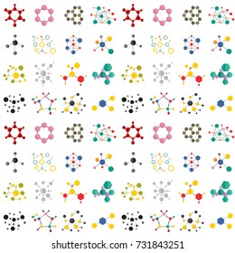 Connection structure molecule of DNA neurons background seamless pattern science technology vector illustration