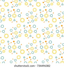 Connection structure molecule of DNA neurons background seamless pattern science technology vector illustration