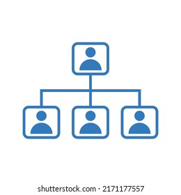Connection, structure, team icon. Blue vector design.