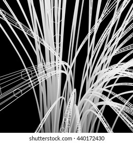 Connection Structure. Wireframe Vector Illustration. 3D Abstract Background. Optical Fiber.