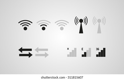 Connection symbols, vector style, on grey background