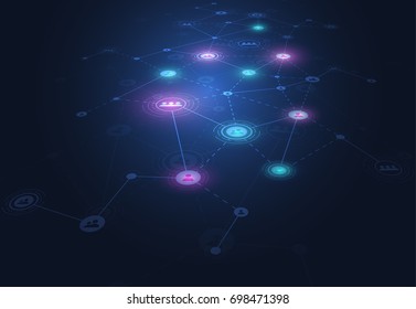 Connection technologies for business. Mixed media. Vector illustration