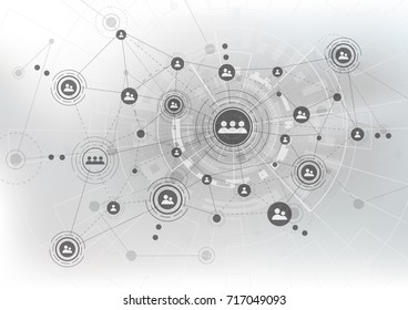 Connection technologies for business. Mixed media. Vector illustration
