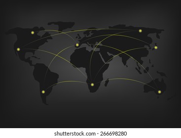 Connection technology concept, Abstract world map, Social Network. Vector Illustration.