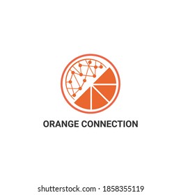 Connection Technology orange concept Logo Design