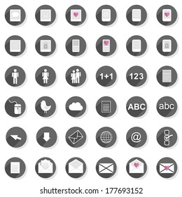 connection technology people equipment round gray flat modern icon set isolated on white background