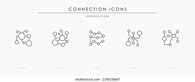Connection thin line vector icons. Communication concept