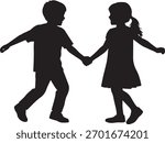 “Playful Connection Two Kids Holding Hands Silhouette”

