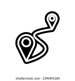 connection of two pins icon. Element of navigation for mobile concept and web apps icon. Glyph, flat icon for website design and development, app development