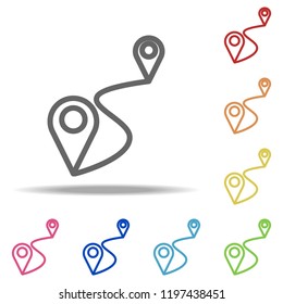 connection of two pins icon. Elements of Navigation in multi colored icons. Simple icon for websites, web design, mobile app, info graphics