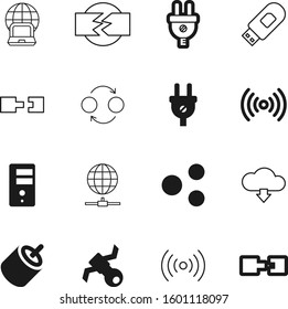 connection vector icon set such as: hardware, pair, monitor, disconnect, send, mail, navigation, people, break, modem, multimedia, audio, chemistry, click, analysis, space, www, freedom, positive