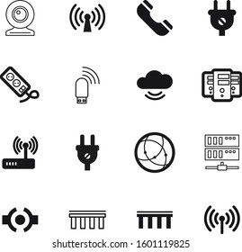 connection vector icon set such as: objective, stream, template, button, cam, live, management, outline, video, camera, process, integrated, meeting, globe, removable, film, phone, style, support