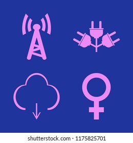 connection vector icons set. with electric plugs, download, wi fi and female gender symbol in set