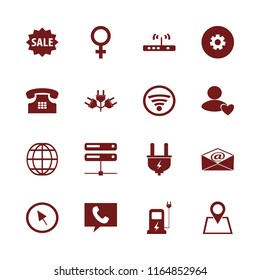 connection vector icons set. with home phone, car charger, globe and mail in set