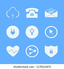 connection vector icons set. with home phone, mail, share sign and cursor in set