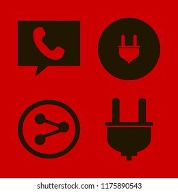 connection vector icons set. with share sign, phone and plug in set