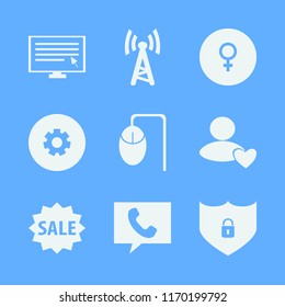 connection vector icons set. with wi fi, user favorite, sale and female gender symbol in set