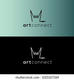 Connection vector logo. Art connect emblem