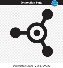 Connection Vector Logo Design, Tech, Molecule, Hub, black Technology Icon Concept. Editable stroke. Eps 10