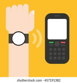 Connection, watch connects to phone, data transmission