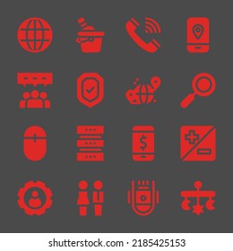 connection web icons. Earth grid and Ice bucket, Mobile and Zoom symbol, vector signs