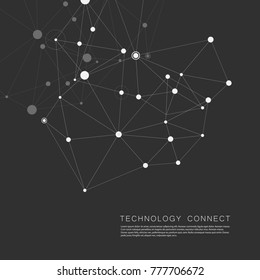 Connection white dots and lines science background