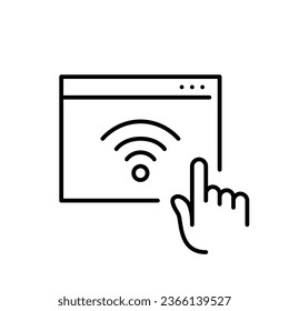 Connection to wifi on your browser. Finger tapping on a symbol. Pixel perfect, editable stroke