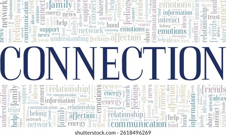 Connection word cloud conceptual design isolated on white background.