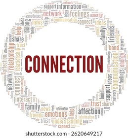 Connection word cloud conceptual design isolated on white background.