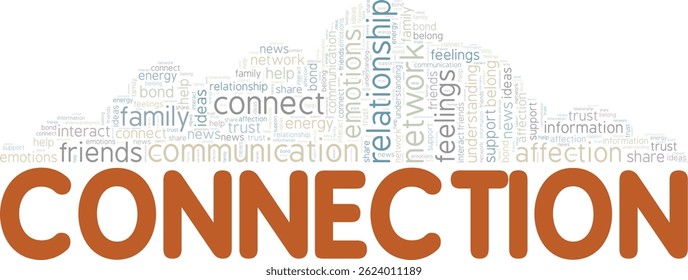 Connection word cloud conceptual design isolated on white background.