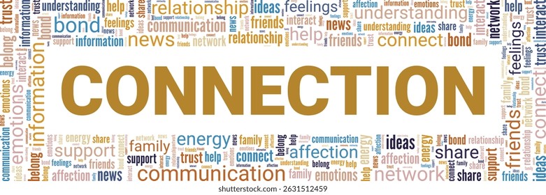 Connection word cloud conceptual design isolated on white background.