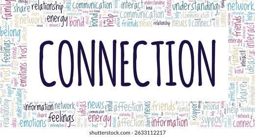 Connection word cloud conceptual design isolated on white background.