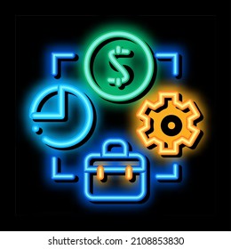 connection of work time and money neon light sign vector. Glowing bright icon connection of work time and money sign. transparent symbol illustration