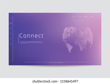 Connection World Map Landing Page Vector Illustration