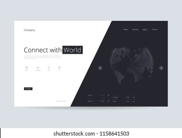 Connection World Map Landing Page Vector Illustration